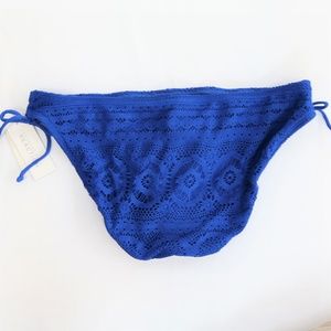Blue Crochet Hipster Bikini Swim Bottom Large NEW